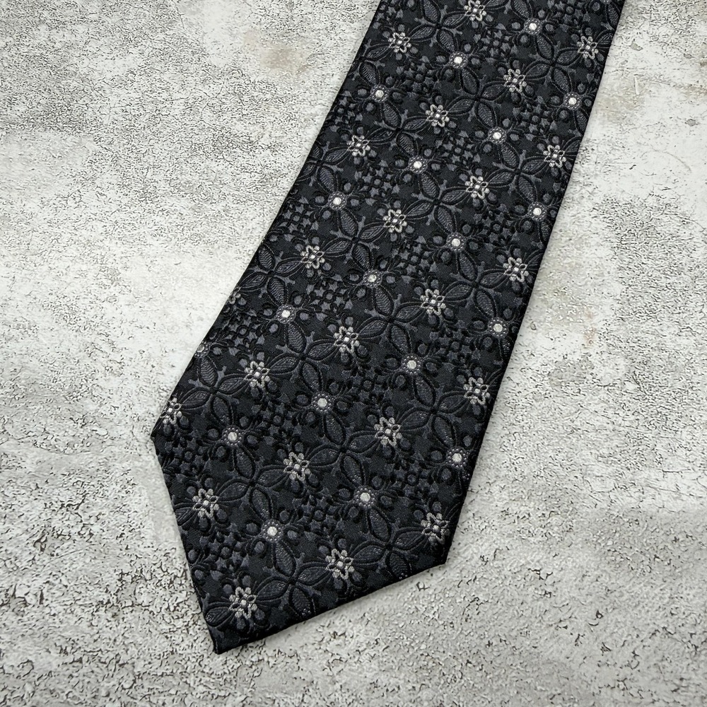 Nob Hill Collection Tie Mens One Size Black Floral 100%‎ Silk Jacquard Necktie